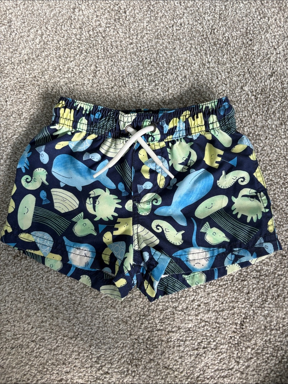 Carter's Just One You - Navy Blue Ocean Print Swim Shorts